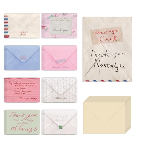 モノライクメッセージ ノステルジア サンキュー カード - Message card Nostalgia Thank you -ミニカード 40枚 封筒 20枚の商品画像（Amazon）
