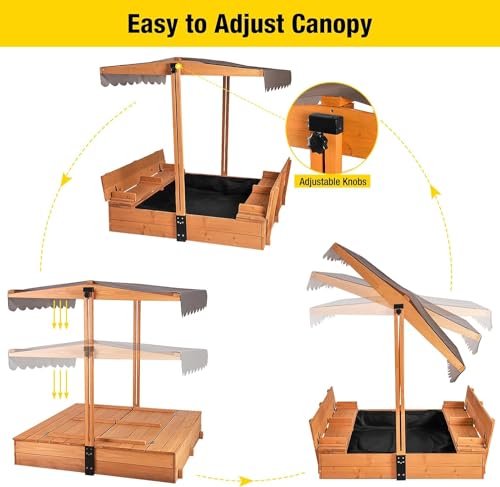 image for Aivituvin Kids Sand Boxes with Canopy Sandboxes with Covers Foldable B