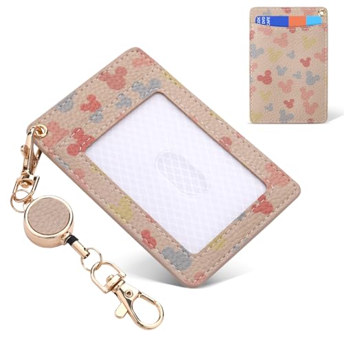 lamawin パスケース リール付き レディース キャラクター 定期入れ 子供 大人用 革 薄い 人気 可愛い 動物 アニメ リール付きパスケース 通勤 通学 軽量 おしゃれ 女性 IDカードホルダー 両面用 ブランド 薄型 縦型 ICカードホルダー カード収納2枚 社員証 伸縮可能 リール付き 名札ケース カードケース アプリコットピンク