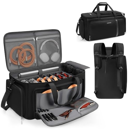 Large DJ Cable Organizer Bag, Padded Gig Bag 8 Detachable