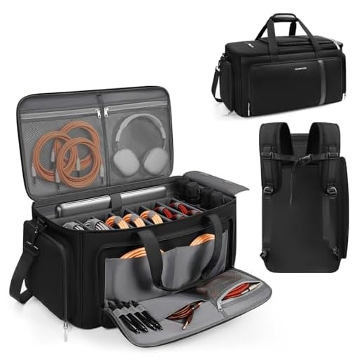 Padded DJ Cable Organizer Backpack with Dividers