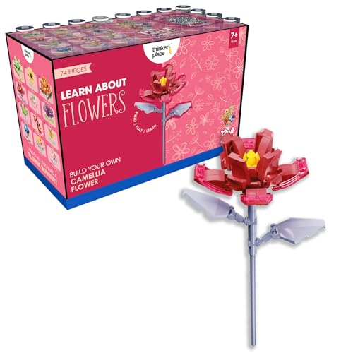 Image of STEM 12 in 1 Botanicals - Camellia Flower Building Blocks Set (74 Pcs, 12-in-1) | DIY Flower Pen Stand Kit for Kids 6+ Years (Boys & Girls) | Creative Craft & Learning Toy | Ideal Gift