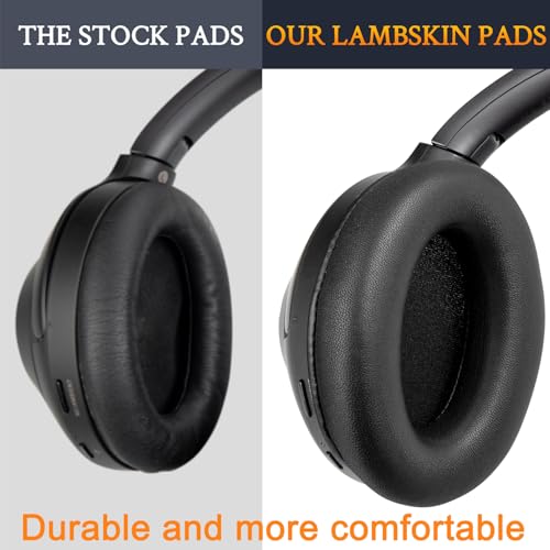 SOULWIT Lambskin Professional Replacement Earpads Cushions for Sony WH-1000XM3 (WH1000XM3) Over-Ear Headphones, Ear Pads Cushions with Noise Isolation Foam, Added Thickness - Brilliant Black