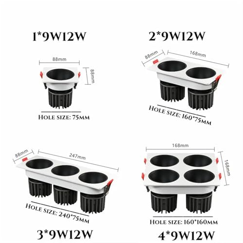 Downlights dobles negros COB de 9W con sistema regulable 4