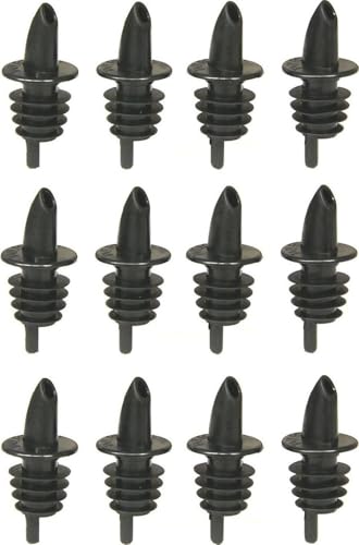 Tablecraft Free Flow Pourers, 2.5 x 1.25 Inch, 12 Count, Black
