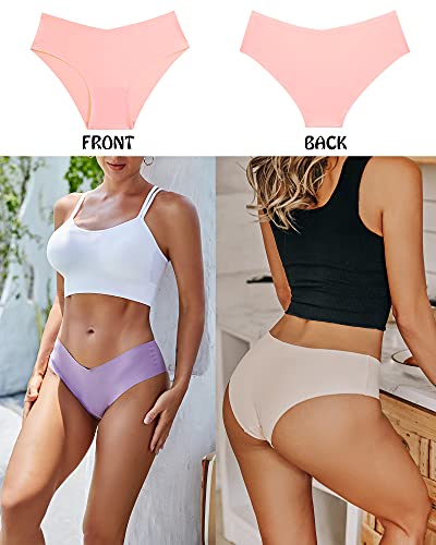 ROSYCORAL Women’s Seamless Bikini Panties Soft Stretch Invisibles Briefs No Show Hipster Underwear cheeky 9 pack XS-L2