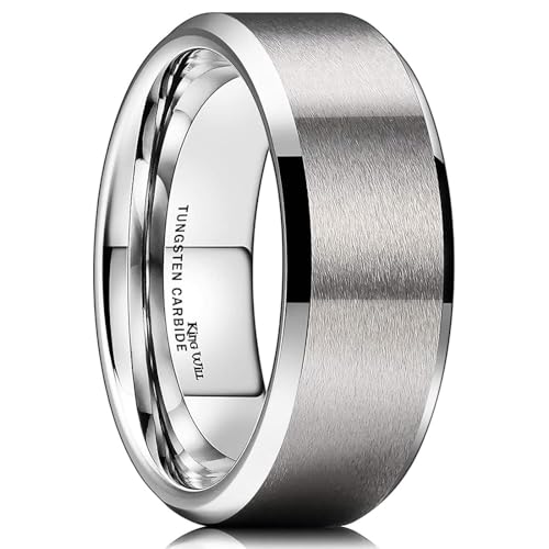 Image of King Will Basic 10mm Tungsten Carbide Ring for Men Matte Polished Engagement Band Comfort Fit