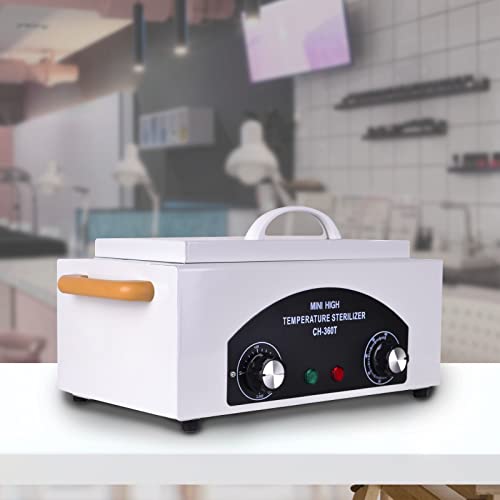Esterilizador de aire caliente, desinfección cosmética seca para el cuidado de las uñas y los pies, caja esterilizadora 220 °C 300 W para estudios de cuidado de los pies (blanco) Cover