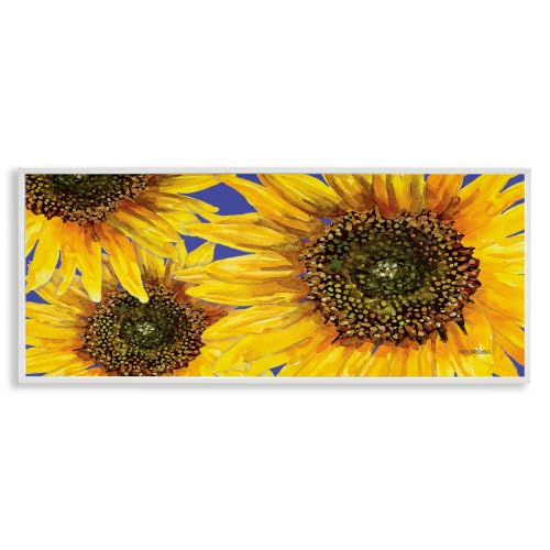 Sunflower Blooms Trio Floral, 10 x 24 Inch Framed Giclée Print