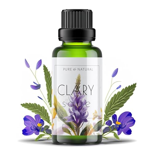 Image of Esslux Clary Sage Essential Oil for Diffuser | 100% Natural Clary Sage Oil for Skin and Hair | Perfect for Aromatherapy, Soap Making, and DIY Projects, 120 ML
