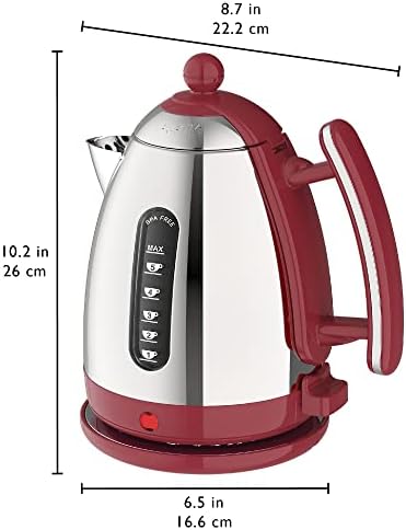 Dualit Lite Kettle - 1.5L Jug Kettle - Polished with Gloss Red Trim, High Gloss Finish - Fast Boiling Kettle by Dualit - 72001