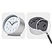 Peakeep 4 inches Round Silent Analog Alarm Clock Non Ticking, Gentle Wake, Beep Sounds, Increasing Volume, Battery Operated Snooze and Light Functions, Easy Set (Silver)