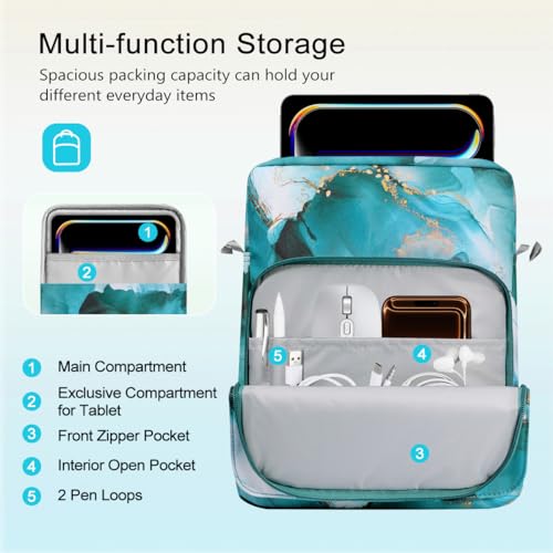 Image of TiMOVO 13 Inch Tablet Sleeve with Shoulder Strap,Cloud Peacock | Fits iPad Air 13 inch, iPad Pro 13 inch /12.9 inch, Surface Pro 12, Galaxy Tab S10 Plus /FE+, Remarkable Paper Pro 11.8 inch