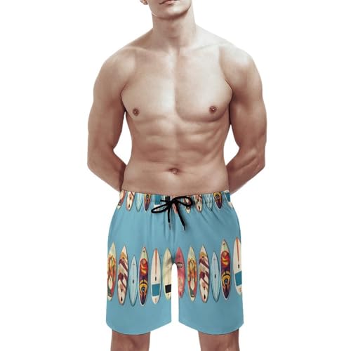 Hawaiian Shorts for Men - Comfy Colorful Surfboards Print Mens Swim Trunks Bathing Suits with Mesh Lining3
