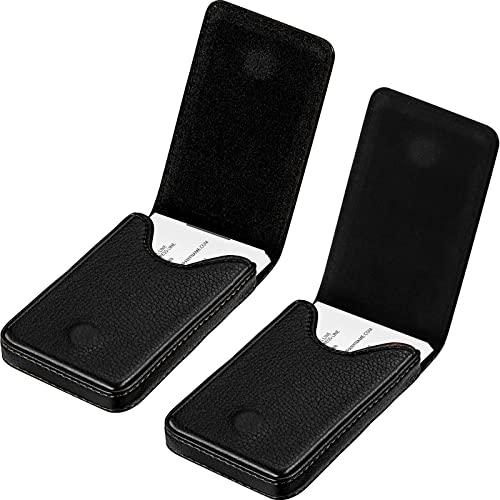Image of Outus 2 Pieces Business Card Holder, PU Leather Business Card Case Pocket Wallet with Magnetic Shut for Christmas Gift Men Women(Black, Classic)