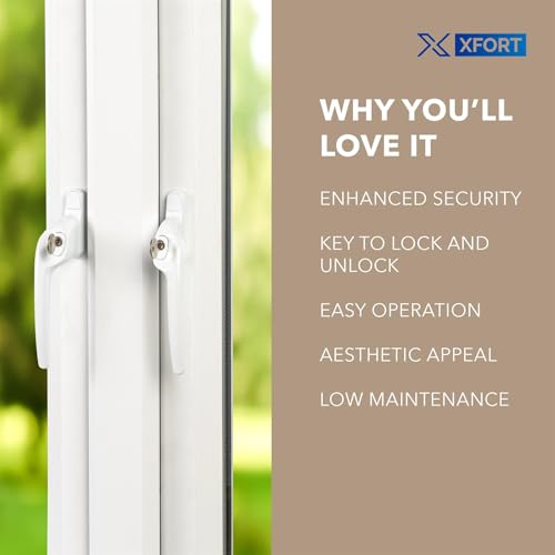 XFORT Cranked Locking Window Handle Installation Kit in White, Right Hand UPVC Window Handle Replacement, Offset Lockable Window Lever - Image 4
