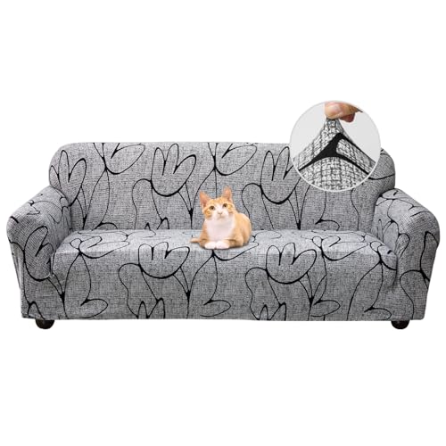 Jaotto Funda para Sofa 3 Plazas Funda Cubre Sofa Ajustable Fundas de Sofá Elasticas Extraíbles Lavables Antideslizante Protector Cubiertas de Sofá con Brazos de Sala de Estar,Estilo Gris