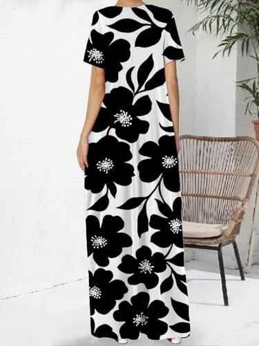 Image of Nimsruc Women Summer Long Dress Casual Sexy Short Sleeve Loose Maxi Dresses for Women 2025