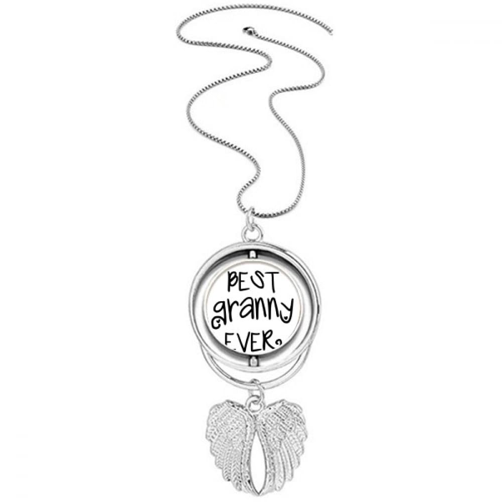 Collier ailes d'ange Best Granny Ever pendentif médaille argenté