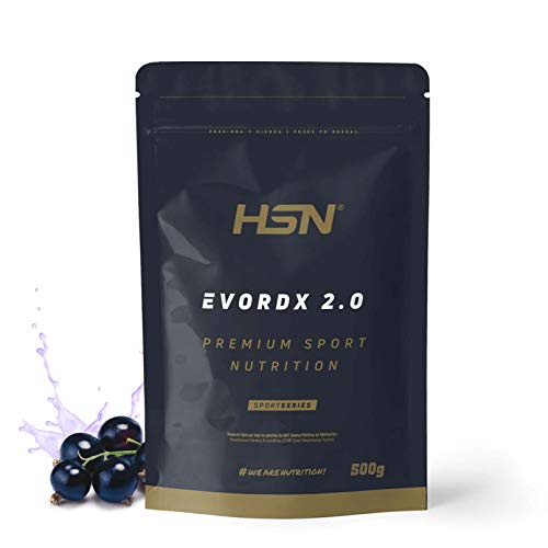 HSN Pre Entreno Evordx 2.0 (300mg de Cafeína) | Grosella Negra 500g | Pre Workout 100% Vegano Sin Carbohidratos Sin Gluten | BCAAs, Creatina, L-citrulina, Arginina AKG, Extracto de Remolacha