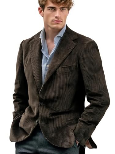 VENNYNG Men's Corduroy Blazer Single Breasted Sport Jacket 2 Buttons Notch Lapel Business Casual Autumn Winter Formal Coat3