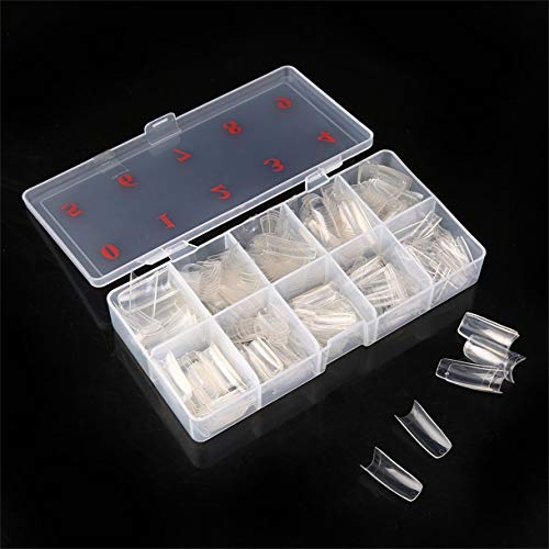 Leoboone 1 Box / 500pcs inclina color natural media cubierta del falso falso del clavo del arte francés artificial gel ULTRAVIOLETA de acrílico del sistema de manicura de bricolaje