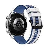 22mm シリコーン バンド Huawei Watch Ultimate 2 GT6 Pro/GT6/GT 5 Pro/GT 5/GT 4/GT 3/GT 2(46mm)対応、ツートンカラー交換用バンド Huawei Watch 4 46mm/4 Pro 48mm/3 Pro/3/2 Classic、Garmin Venu 4/3/2に対応 軽量 防水防汗 柔らかい (ブルー×ホワイト)