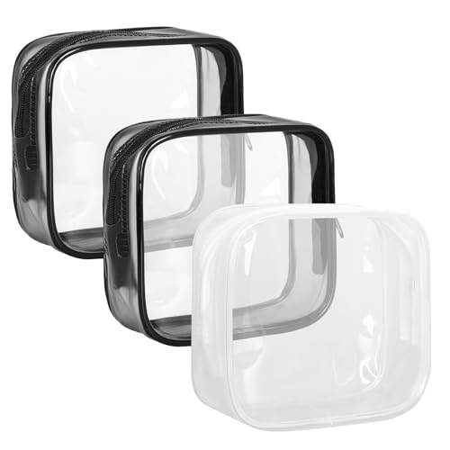 Approved Toiletry Bag, 3 Pack Small Clear Makeup Bag, Mini Makeup Zipper Pouch Cosmetic Bag for Women Men Purse Essentials Items, Coin Purse Data Cable Organizer Travel Bag