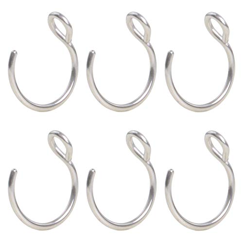Velcare SkullParty Nose Rings Hoop 20 Gauge Non Piercing Stainless Steel Clip-on Fake Septum Nose Hoop Ring Studs Earrings Piercings for Women Men (D: 6PCS Silver)