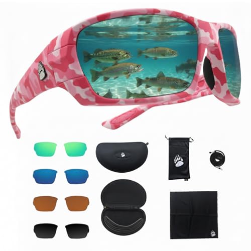 Image of Fishing Glasses Pro Kit | Polarized Sunglasses with 4 Lenses, TR-90 Frame, Eye Protection for Offshore & Shallow Water - 1 Pc