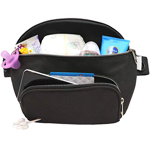 Suessie Torba na pieluchy - z podkładką do przewijania i wodoodporną kieszenią na chusteczki - organizer na wózek czarny, Czarny, 1 Count (Pack of 1)