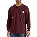 Carhartt Men's Workwear Pocket Long Sleeve Henley, Port, Large