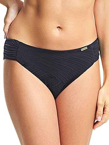 Fantasie Ottawa Mid Rise Gathered Bikini Bottom, L, Black