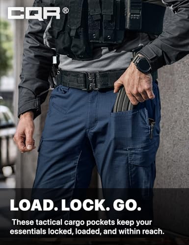 Image of CQR Men's Flex Ripstop Tactical Pants, Water Resistant Stretch Cargo Pants, Lightweight EDC Hiking Work Pants