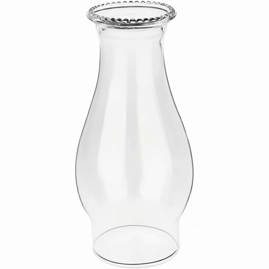 Oil Lamp Chimney, 1 Pack Oil Lamp Globe Replacement, Beaded Top Clear Hurricane Globe, 3 Inch