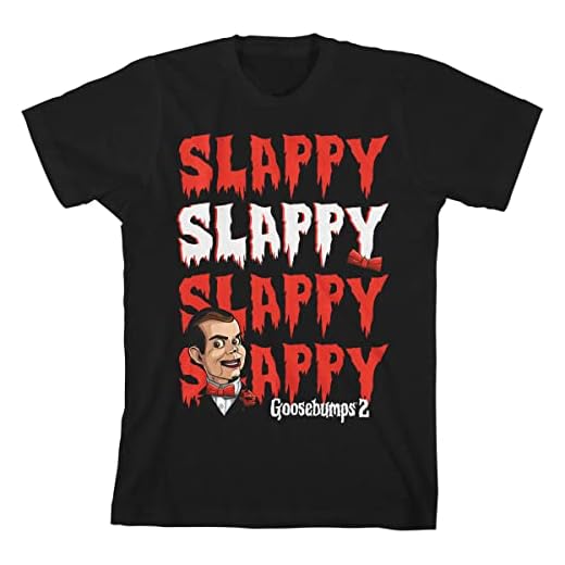 Bioworld Goosebumps Slappy Repeat Text Boy's Black T-Shirt-XS