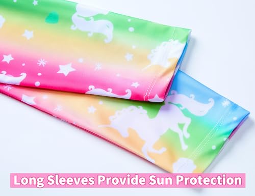 Image of Snowheart Girls Rash Guard Sets Long Sleeves Swimsuit 2 Pieces Tankini Bathing Suit Swimwear for Girls 3-12 Years