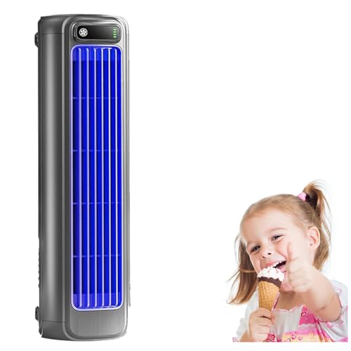 Ventilador de aire acondicionado, ventilador inalámbrico portátil, enfriador de aire para habitación, patio, oficina, interior, con 3 velocidades y pantalla táctil LED