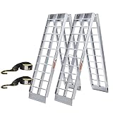 🚚【Rampas de carga de camiones para el hogar】rampas de carga plegables para un uso fácil. (Tamaño desplegado: 228 x 30,5 cm; tamaño plegado: 116 x 30,5 cm). Montaje rápido, solo tienes que abrirlo y listo para usar. No requiere instalación. Fácil de plegar y almacenar, fácil de bloquear en la caja del camión