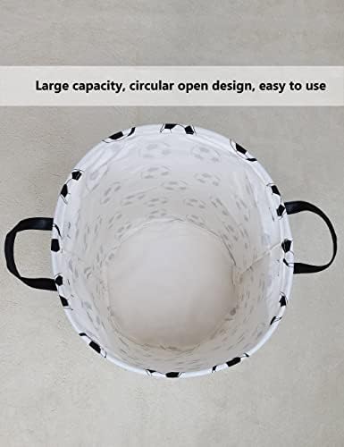 Collapsible Round Storage Basket, Laundry Hamper for Home, Football - 5