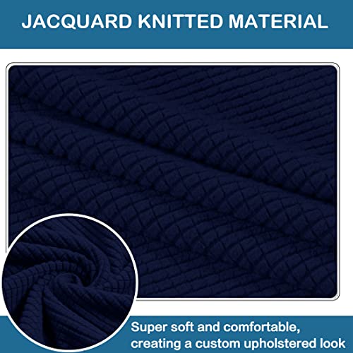 Rhyii Ottoman Covers Slipcover Square Jacquard Fabric Footstool Protector Covers Storage Stool Ottoman Covers Stretch With Elastic Bottom Small Navy #TOP2