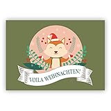 Unternehmen Weihnachtskarten Set (16Stk) Niedliche Weihnachtskarte mit Weihnachts Eichhörnchen: Voila Weihnachten/Weihnachts und Neujahrsgrüße geschäftlich und privat für Firmen, Familie und Freunde