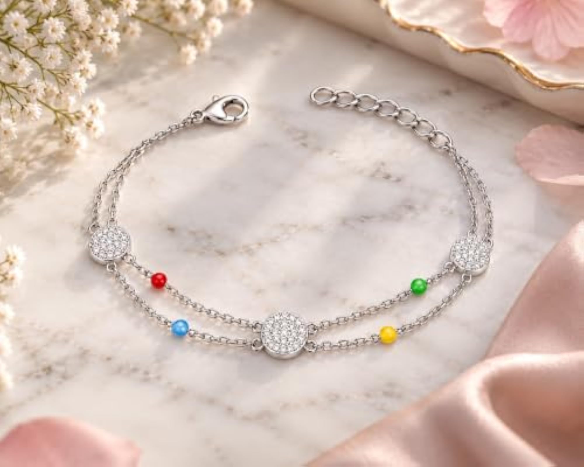 Keepsakes Pavé Disc Double Chain Bracelet, Elegant Gift