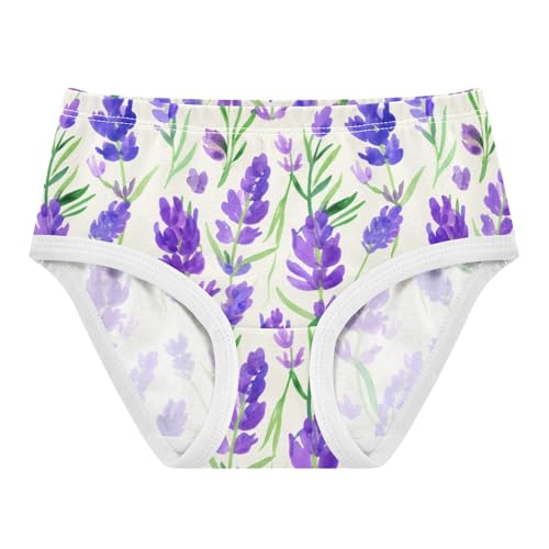 Lavender Flowers Leaves Beige Toddler Underwear Custom 2t Cotton Panties Little Girl Bright Kids Undies Briefs
