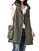 Mordenmiss Women's Sleeveless Coat Big Pockets Waistcoat Travel Hoodie Vest (X-Large, Style 1-Army Green)