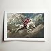Deadpool Riding a Unicorn Home Décor Art Print - Premium Giclee Fine Art Prints - Aesthetic Modern Vintage Painting Style Super Hero Wall Art Print Poster for Home and Bathroom Decor, Ready to Frame