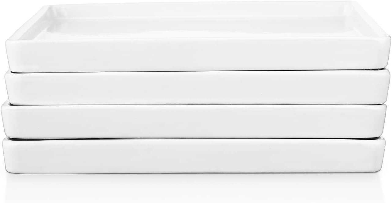 Stone Lain Grace Stoneware Appetizer Plate Set, Includes 4 Plates, White