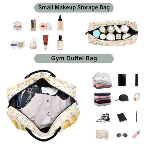 Travel Gym Bag, Yellow Cream Texture Weekender Overnight Duffle for Women with Toiletry Bag Travel Swim4