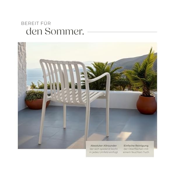 Tectake Gartenstühle Taupe stapelbar (2er-Set)