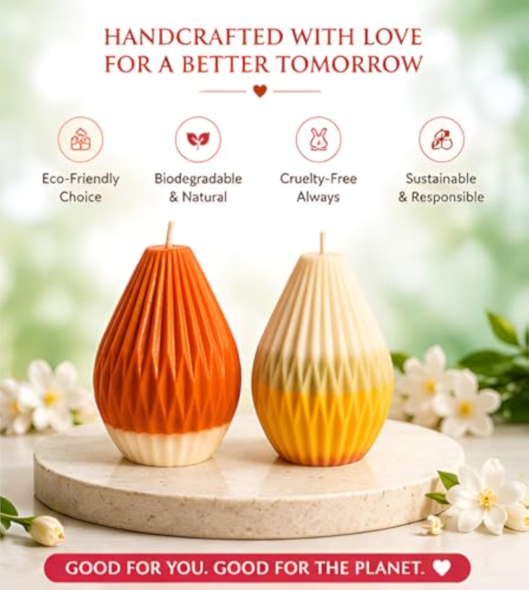 Scented Ribbed Drop Soy Wax Candle